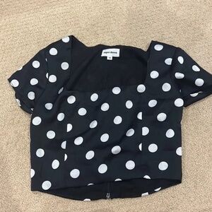 superdown Square Neck Polka Dot Crop Top